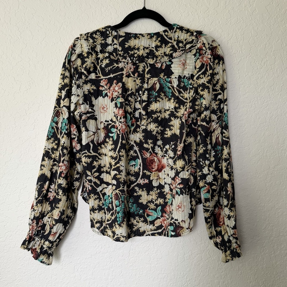 Anthropologie Pilcro Floral Top Blouse Small Twee Peter Pan Collar Button Down - Picture 5 of 11